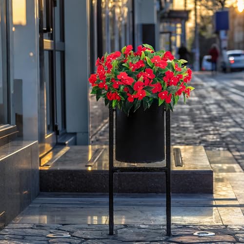 Fake Flowers Artificial Flowers for Outdoor，Artificial Impatiens Bouquet Flowers for Outdoors，Spring Flowers Artificial Impatiens Outdoor Silk Fake Flowers Indoor Decor 4PCS (Red) - color: Red-4