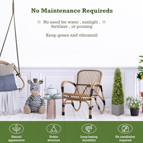 48 Inch Artificial Boxwood Topiary Tree 2 Pack, Two 4FT Potted Boxwood Tree Cone Topiary Artificial Plant Shrub for Front Porch Home Office Decor…… (2, 4FT)