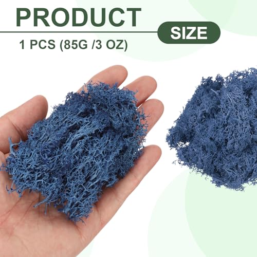 MECCANIXITY 3oz Preserved Reindeer Moss, Dark Blue Decorative Artificial Fake Moss for Potted Plants Indoor Crafts Lichen Centerpieces Decor - color: Dark Blue, size: 3oz