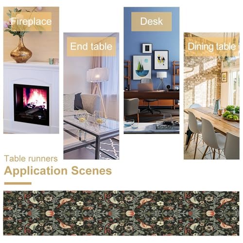 William Morris Plant Table Runner for Table Decor, Art Vintage Botanical Flower Rustic Floral Printed for Kitchen Dining Room Office Farmhouse Party Holiday Decorate 13" x 36" - color: William Morris_17, size: 13"W x 36"L (Pack of 1)