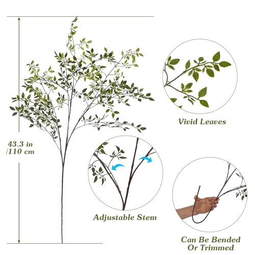 Fake Plants Eucalyptus Stems,Plastics Ficus Stems for Vase Artificial Plants,Greenery Stems Branches for Vase Faux Plants Indoor,Faux Greenery Indoor Vase Fillers for Home Decor 4Pcs Green - color: Green 4pcs