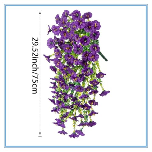 6 Pieces of Hanging Morning Glory Artificial Flowers, Upgraded Uv Resistant Artificial Hanging Flowers, Suitable for Decoration Such As Weddings, Gatherings, Courtyards, Porches, Balconies, Etc - color: Purple