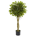 Nearly Natural 4ft. Ficus Artificial Topiary Tree, UV Resistant (Indoor/Outdoor)