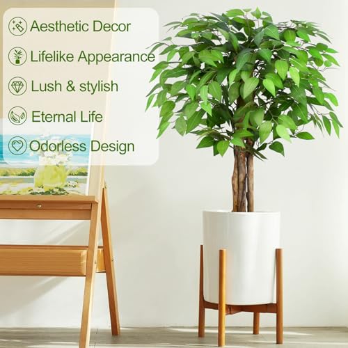 3ft Ficus Artificial Trees with Natural Curved Trunks, 36" Tall Lush Faux Tree for Home Decor Indoor, Green Lifelike Fake Ficus Tree Artificial Plants - size: 3ft