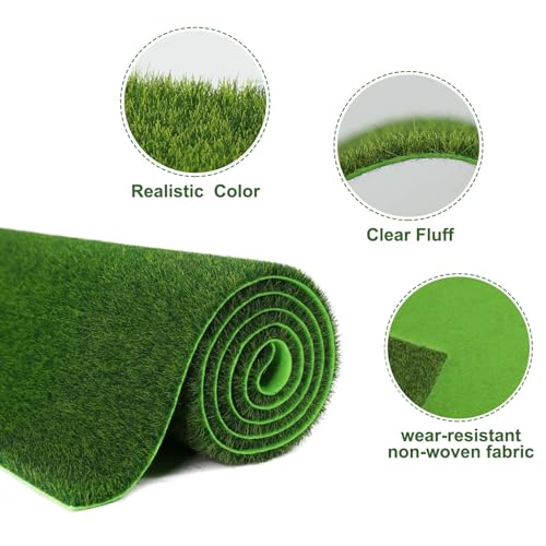 Evemodel CP415GG Artificial Model Grass Mat Trains Grass Green 40 x 99cm or 16"x 38"for Decoration Craft Scenery Model DIY (5mm(0.19inch)) - size: 5mm