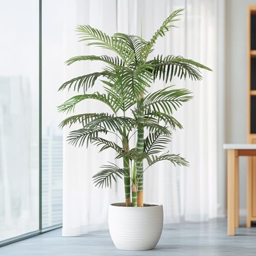 Artificial Palm Tree, Tall Tropical Palm Tree Faux Palm Plant for Indoor Outdoor Office House Living Room Home Decor - color: Golden Cane Palm, size: 6ft