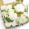 Artificial Flower Combination Box Set Artificial Flower Loose Leaves and Stems DIY Wedding Center Bouquet Bride Wedding Baby Shower（White） - color: White
