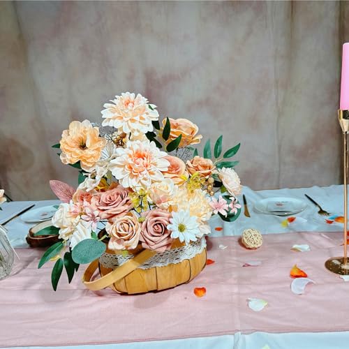 Artificial Flowers Combo Box Set 35pcs Silk Champagne Fake Rose, Peonies with Stem for DIY Wedding Cake Arch Bouquets Baby Bridal Shower Centerpieces Party Wall Home Decorations - color: Yellow, Pink, Champagne,white