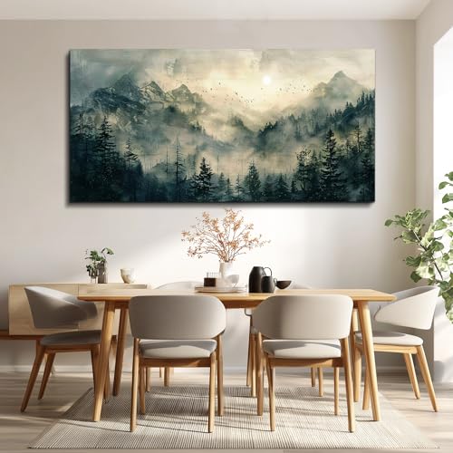FUHAIHUA Canvas Wall Art For Living Room Framed Wall Decor For Bedroom Modern Office Wall Decoration Forest Fog Landscape Paintings Farmhouse Pictures Artwork Room Aesthetic Home Decor 20x40 In - color: Forest Fog, size: 40"L x 20"W