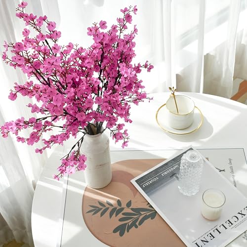 Mandy's 6 Bundles Artificial Lavender Baby’s Breath Flowers | 18.5 Inch Silk Gypsophila European Style Modern Home Decor Centerpiece Neutral Wedding Flower Arrangements - color: Lavender