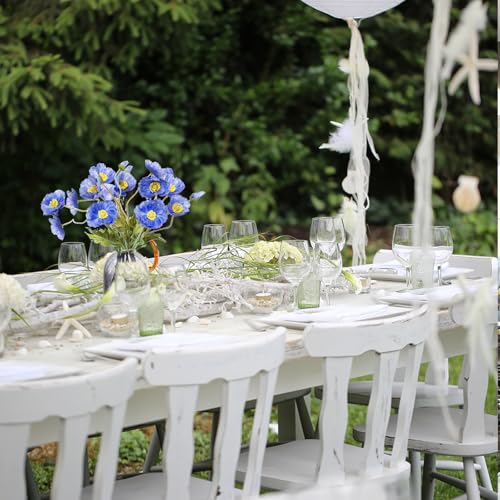Artificial Flowers 5Pcs Poppies Flowers Artificial Silk Flowers for Home Office Wedding Outdoor Decor (Blue) - color: Blue