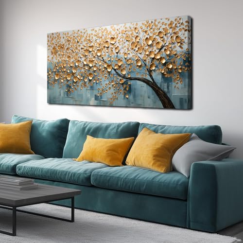 Tree of Life Wall Art for Living Room Gold Art Wall Decor for Office Ready to Hang 24 x 48 Inch - color: Gold, size: 48"L x 24"W