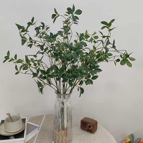 Artificial Greenery Ficus Stems,8 Pcs Decorative Tree Branches for Vases,Faux Plant Stems Faux Branches with Leaves Faux Greenery Stems (8, 26 inches)