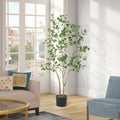 GarveeHome 5ft Artificial Eucalyptus Tree, Tall Faux Eucalyptus Plant with Silver Dollar Leaves, Indoor Fake Tree in Black Plastic Pot for Home, Office, Living Room, Modern Decor - size: 5ft