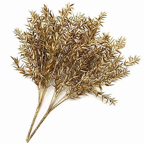 CATTREE Artificial Plants for Christmas, Faux Grass Shrubs Fake Sharp Leaves Gold 3 Pack, Simulation Leaf Bushes for Home Indoor Outdoor Garden Wedding Decoration Hall Table Planter Filler - color: Golden Sharp Grass - 3 Pcs
