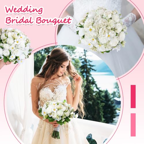 Olgaa 12 Bundles Peonies Artificial Flowers Fake Hydrangea Silk Peony Bouquet Bulk for Vase Floral Arrangements Wedding Arch Decor Centerpiece Table Decorations (White) - color: White
