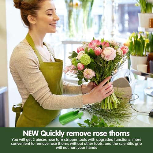 Rose Stripper Thorn used to remove Leafs Thorns Rose Thorn Stripper Tool Thorn Remover for Roses Leaf Stripper Tool Mother's Day Home Florist Gardening Flower Arrangement - 2pcs