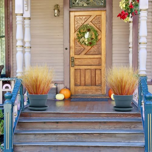 Betylifoy 28Pcs Artificial Fall Plants Outdoor Faux Fall Wheat Grass Greenery Stems UV Resistant Artificial Onion Grass Autumn Fake Shrubs Plant for Outdoor Indoor Window Home Fall Decor - color: Autumn Red