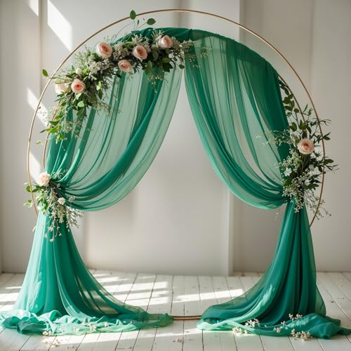 Wedding Arch Draping Fabric, 1 Panel 18FT Emerald Green Sheer Backdrop Curtain Chiffon Fabric Drapery Voile Scarf Draping Panels for Wedding Archway Ceremony Curtain Valance Party Decoration - color: Emerald Green Drapes Curtain, size: (1 Panel )6 Yards/1