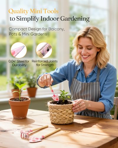 Grenebo 12-Piece Gardening Tools Set, Floral Print Garden Tool Set Gift, Rust-Proof & Heavy-Duty Trowel, Rake, Weeder, Pruner with Hard Case, Gardening Gifts for Women, Mom & Plant Lovers (Pink) - color: Pink