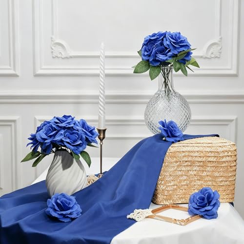 50 Pcs Rose Flower Head, Artificial Flowers Bulk for DIY Crafts, 3in Fake Rose Silk Flower Head wit Stem, Faux Flowers for Decoration, Wedding Home Party Decor Garland Decor (50, Dark Blue) - color: Dark Blue