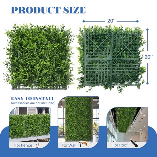 ECOOPTS 20"x20" Faux Ivy Privacy Fence Screen Artificial Boxwood Panels Topiary Hedge Plants for Indoor Outdoor Decoration, #9 Mixed Leaves, 6 Packs - color: #9 Mixed Leaves, size: 20"x20"