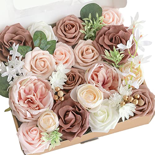 Lookein Artificial Flowers for DIY Wedding Decoration Bridal Bouquet Table Centerpieces Flower Wreaths Aisle Decoration Home Decor, Elegant Dusty Rose - color: Elegant Dusty Rose