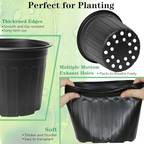 50-Pack 2.5 Gallon Flexible Plastic Plant Pots,Thickened Soft Seed Starting Container for Indoor Outdoor Plants, Seedlings, Vegetables, Succulents and Cuttings - size: 2.5 Gallon