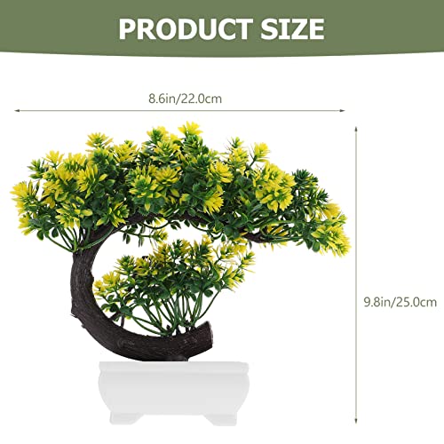 GANAZONO Green Artificial Plant Ornament Faux Bonsai for Room Office Kitchen Study Room No Watering - color: Yellow