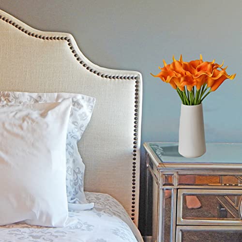 Mandy's 20pcs Orange Calla Lily Artificial Flowers | 13.5 Inch PU Realistic Bouquet for Vase Elegant Home Decor Centerpiece Wedding Bridal Bouquet Table Decoration - color: Orange