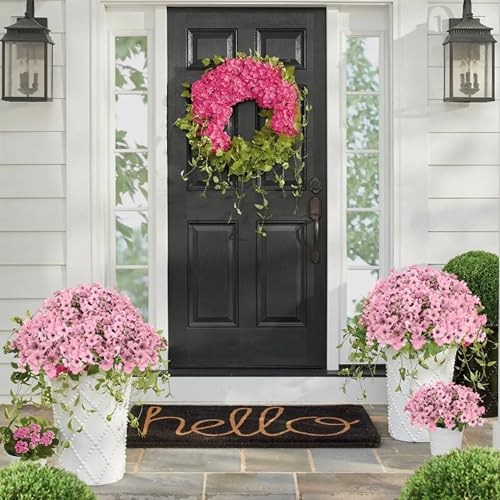 16 Bundles Artificial Flowers for Outdoors Fake Pink Flowers Faux Plants for Indoor Outside Garden Porch Window Box Hanging Planters Home Farmhouse - color: Pink, size: 15inches-16pcs