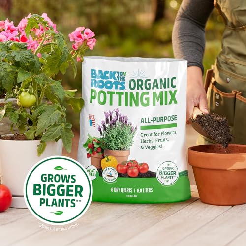 Back to the Roots 100% Organic Potting Mix (Value 12 Quart) | Premium Blend | Made in the USA - size: 12 Quart, style: Premium Potting Mix