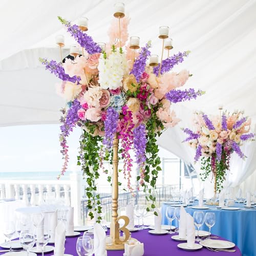 Dark Purple Delphinium Artificial Flowers 5PCS Silk Flowers with Stems Snapdragon Long Stem for Tall Vase Home Wedding Centerpieces Decor (Dark Purple) - color: Dark Purple