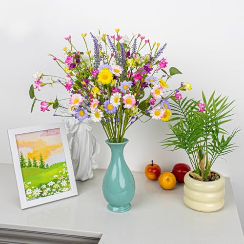 12 Pack Spring Floral Picks 17 Inch Artificial Flower Stems Colorful Spring Flowers with Pip Berries for Vases Centerpieces Sprimg Summer Flower Arrangements and Easter Decor