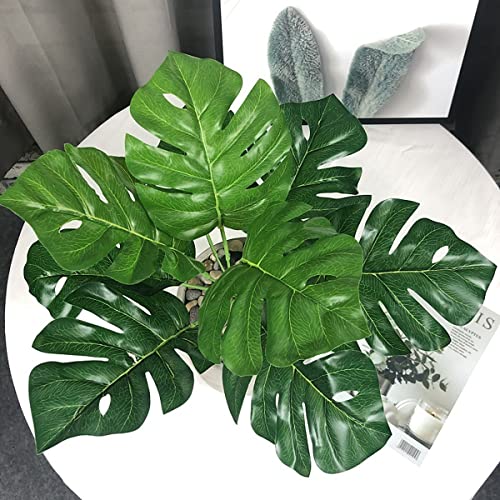 PASYOU Artificial Plants Fake Tropical Monstera Shrubs Decoration Faux Turtle Palm Leaves Stems Bushes Plant for Outdoor Indoor Greenery Garden Party Wedding Office DIY Floral Arrangement Decor 2 Pack - color: Monstera Shrubs - 2 Pack