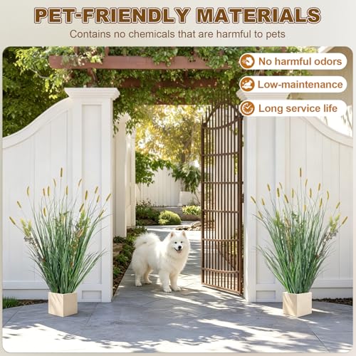 2 Pack Lifelike Faux Plastic plantas Synthetic Pampas Grass Indoor Outdoor Realistic Floor Plants pet Friendly Artificial Grass for Home Office Wedding Patio Fake Grass Decor Housewarming Gift - color: Artificial Foxtail Grass, size: 3FT