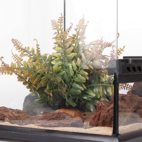 Fake Fall Colors Boston Fern, Reptile Plants for Terrarium, Amphibian Tank Accessories Habitat Decor fit Crested Gecko Leopard Lizard Chameleon Ball Python Snake Frog - color: J-fake Fall Colors Boston Fern
