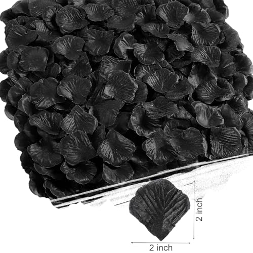 1000 Pcs Rose Petals Artificial Silk Flower Petals Romantic Decorations for Wedding Engagement Birthday Event Anniversary Party Backdrop Supplies Black - color: Black