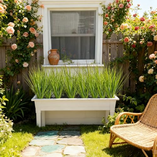 20pcs Artificial Grass Plants, 20.5 inch Faux PVC Onion Grass Wheat Stems for Indoor Outdoor House Garden Office Decoration（Green Red Tail）
