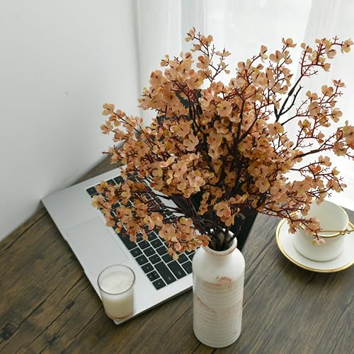 ONLY ART Light Brown Silk Baby’s Breath Flowers – 6 Bundles, 18.7" Faux Florals with Flexible Stems for New Year and Valentine's Day Elegant Home, Wedding & Event Décor - color: Light Brown