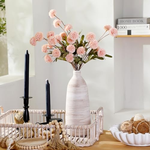 ALMA 2025 Updated 11 in Tall White Beige Vase for Boho Home Decor, Thin Ceramic Vase for Single Rose, Pampas Grass, Decorative Rustic Vase for Flowers, Dining Table Centerpieces,Table Top Decoration - color: Skinny-white-11"