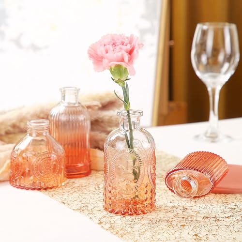 Mini Glass Bud Vases Flower Vases for Centerpieces- Ideal for Home Decor, Wedding & Bridal Shower Centerpieces, Party & Anniversary Decorations, Candle Holders,Aromatherapy Bottles(30 pcs,Light red) - color: Light Wine-red, size: 30 pcs