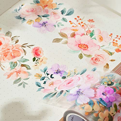 WT Flower Corridor Wide Washi Tape, Single Roll, Original Designs, Floral Decorative Tape, 60mm Wide, Washi Tape for Journaling, Bujo Planner Supplies, DIY Paper Tapes - color: WT Flower Corridor Washi Tape