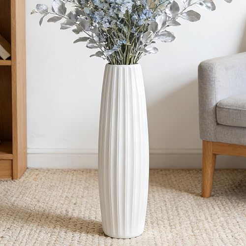 Large Floor Ceramic Vase 24 Inches Tall,White Modern Flower Tall Vases for Office, Home,Farmhouse,Living Room Décor,Simple Origami Design Fall Decorative Porcelain Flower Arrangement Vase Ideal Gift - color: Shape 1, size: 24 inch