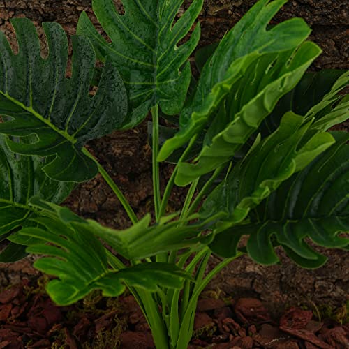 Fake Monstera Plants, Reptile Terrarium Decor, Bearded Dragon Tank Accessories fit Crested Gecko Leopard Lizard Chameleon Ball Python Snake Frog - color: A-fake Monstera Plant