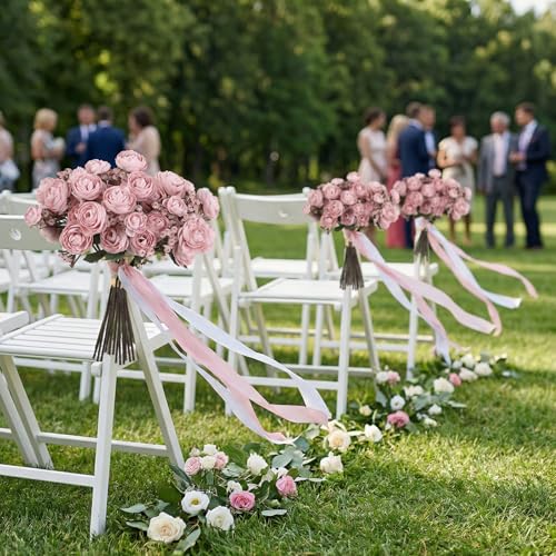 Pink Ranunculus Artificial Flowers 5 Bouquets Fake Silk Mini Ranunculus with Stems 15PCS Faux Peonies Spring Flowers for DIY Wedding Bride Shower Centerpieces Home Vase Filler Decor (Dusty Pink) - color: Dusty Pink