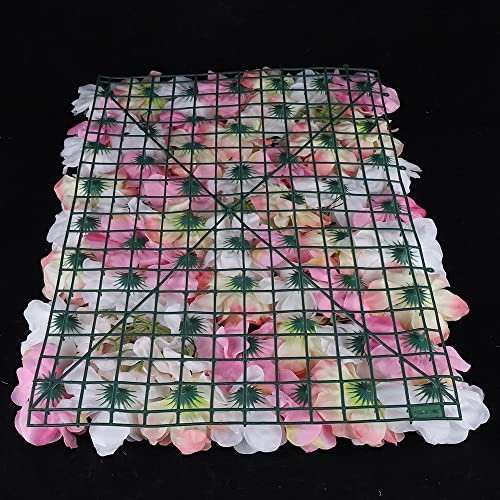 12 Pcs Artificial Flower Wall Panels 60x40cm Silk Hydrangea Wall Panel Flowers, Rose Wall Panel Artificial Flowers Wall Decor 3D Flower Wall Panel Silk Flowers - color: Champagne Powder + Eucalyptus
