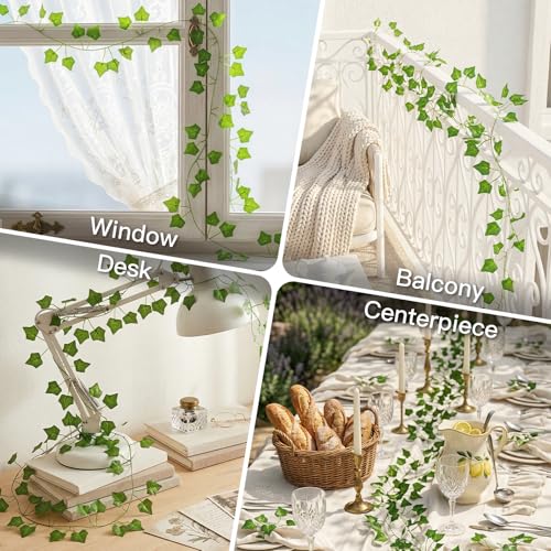suddus 1 Pack 33 Feet Artificial Ivy Leaves Plants Fake Vines Greenery Hanging Garland Faux Foliage for Home Bedroom Office Wedding Wall Staircase Garden Decor - color: Ivy, size: Fake Vines-1 Pack