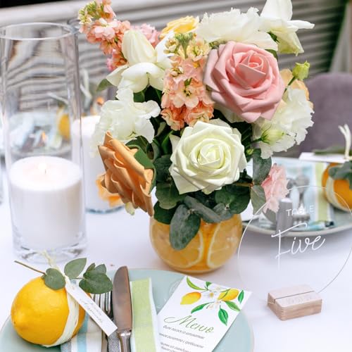 [25PCS] Orange Roses Artificial Flowers with Long Stem Real Touch Fake Foam Roses for Decoration DIY Wedding Bouquets Centerpieces Bridal Shower Flower Arrangements Home Decor - color: Orange