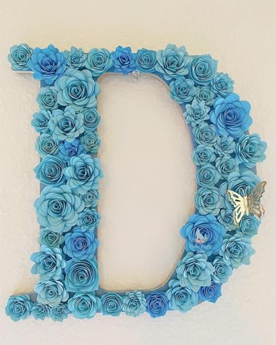 Mverse Blue Roses Artificial Flowers, Mini Paper Flower Crafts DIY Gift Decorations for Custom Shadow Box Frame, Graduation Cap, Cake Topper (18 Pieces, Blue) - color: 17- Blue